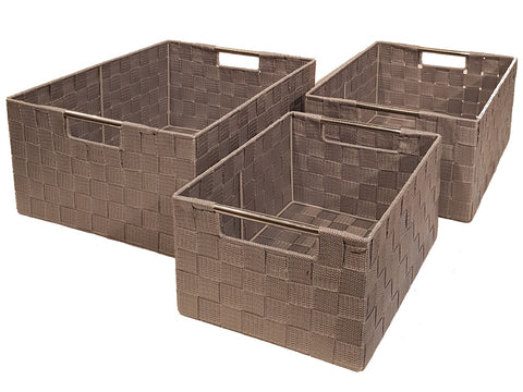Cesto rectangular gris tramado Set x 3 37x29x17 I 33x26x15 I 29x22x14 cm