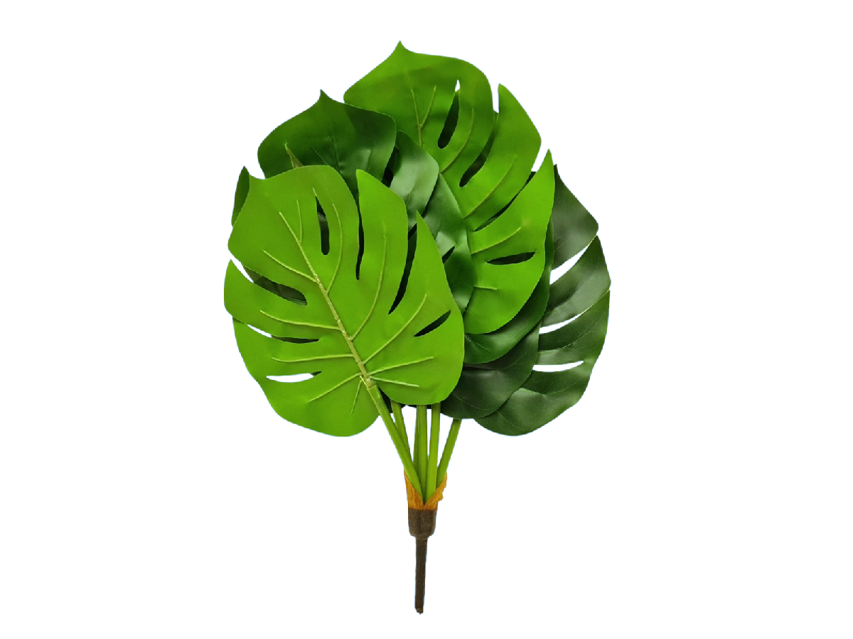 PLAART15VER - Planta artificial monstera con 5 hojas 43 cm